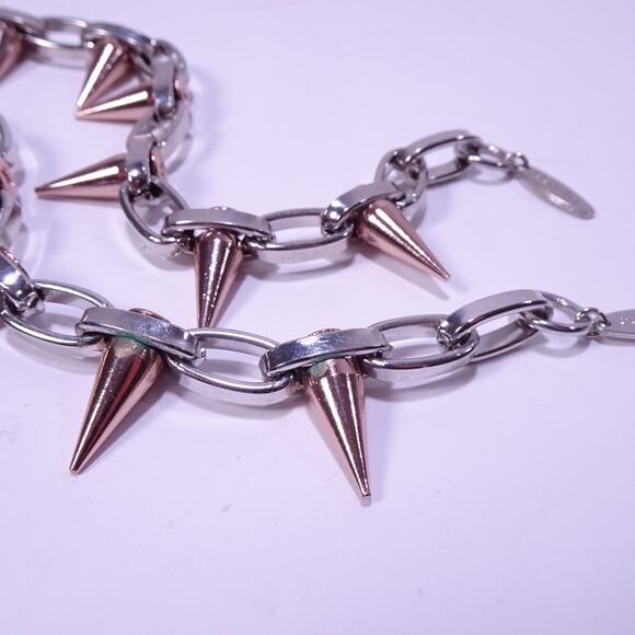 Joomi Lim Women's Silver Rose Gold Single Row Spike Bracelet Silver NWOT 159 - Picture 9 of 13